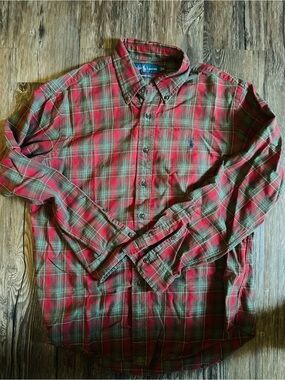 Ralph Lauren Red & Green Plaid Button-Down Shirt